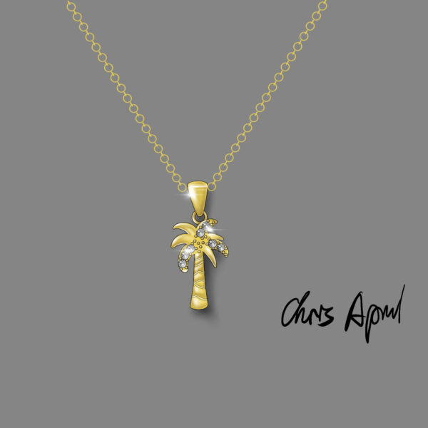 Chris April 925 Sterling silver 18K gold plated  coconut tree necklace with Zircon - Image 5