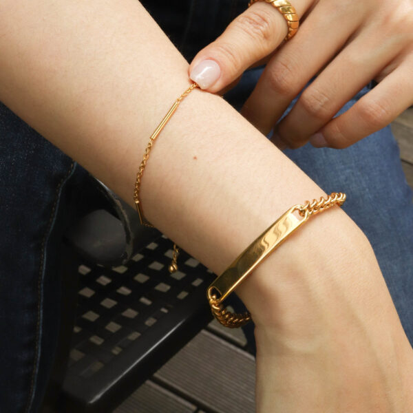 Chris April fashion design 316L stainless steel PVD gold plated bar chain bracelet for women - Image 5