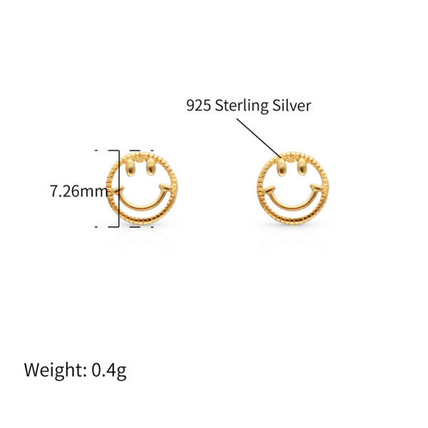 Chris April gold plate 925 sterling silver smile hollow-out stud earring - Image 5