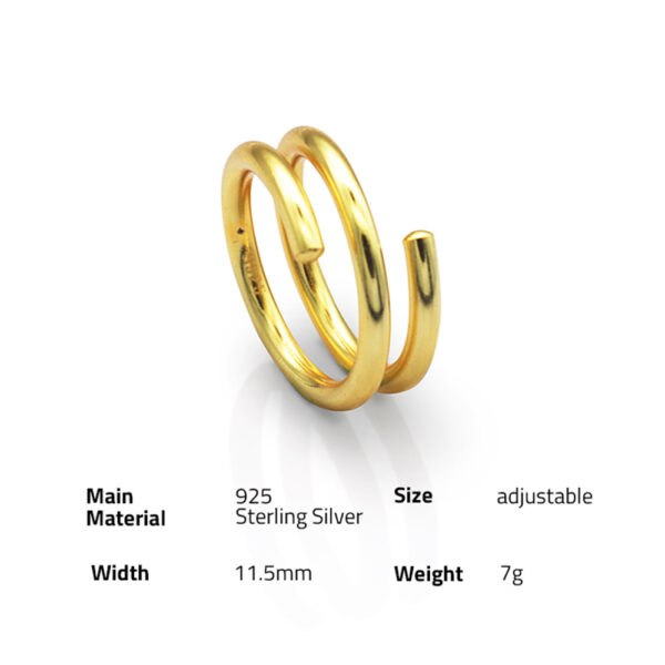 Chris April trendy 18k gold plated 925 sterling silver spiral minimalistic lines adjustable ring - Image 6