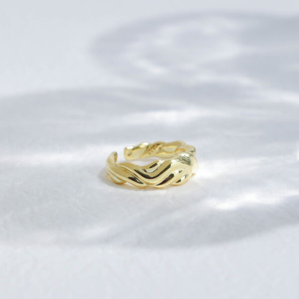 Chris April custom S925 silver gold plated open wave twist ring for men - Image 3