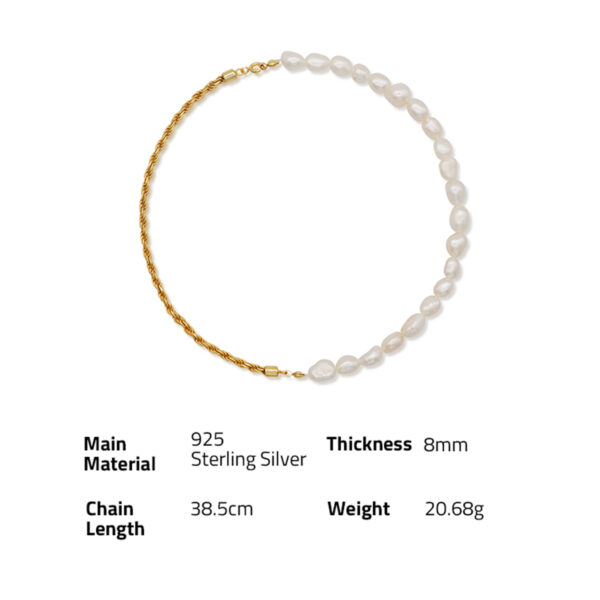 Chris April fine jewelry 925 Sterling silver gold plated custom vermeil half Freshwater pearl rope chain necklaces for women - Image 6