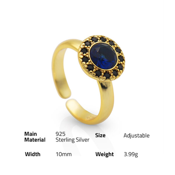 Chris April fashion in stock 925 silver 18k gold plated minimalist Sapphire gemstone Ring for Women - Image 6