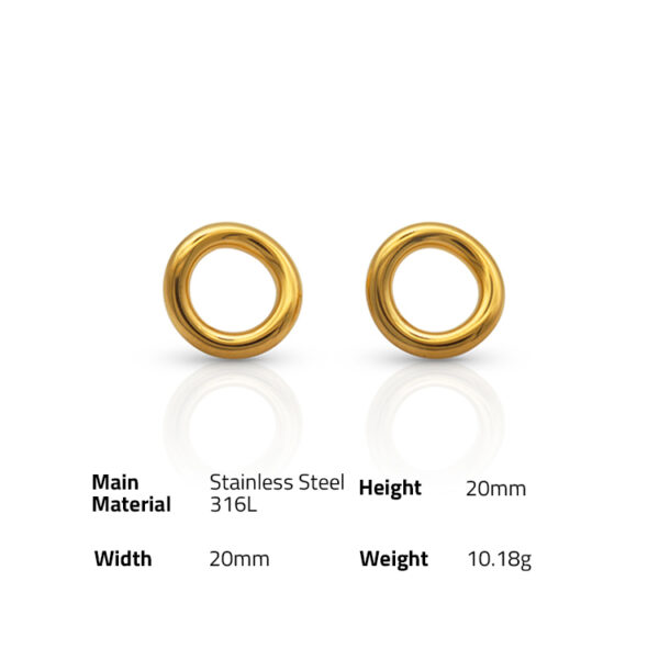 Chris April fashion wholesale 316L Stainless Steel PVD gold plated minimalist irregular o shape drop earring - Image 6