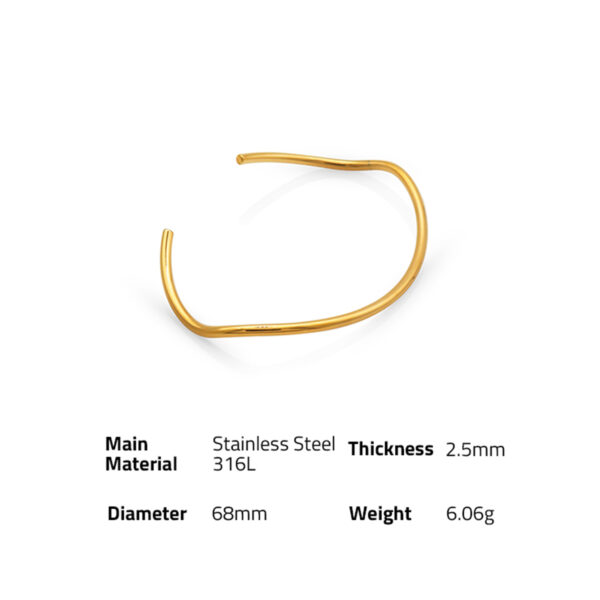 Chris April fashion jewelry 316L Stainless steel PVD gold plated irregular shape mobius cuff bracelet - Image 6