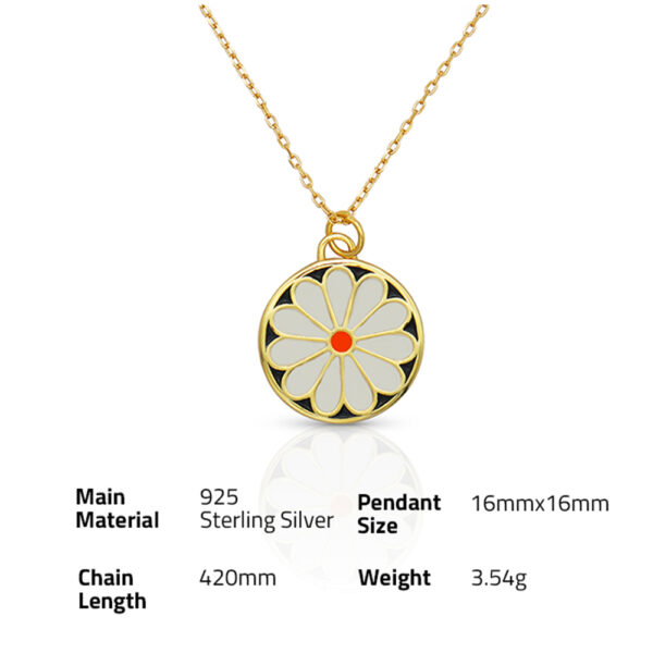 Chris April pure silver gold plated chic enamel daisy necklaces - Image 6