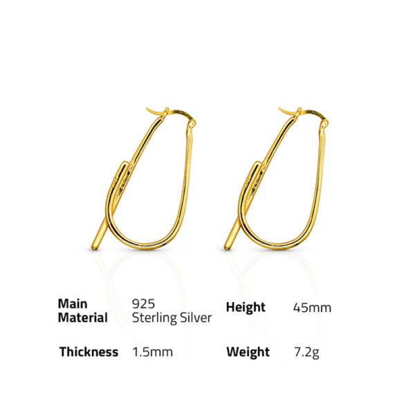 Chris April In Stock 925 sterling silver gold plated Minimalist Geometry Simple Drop Earrings For Women - Image 6