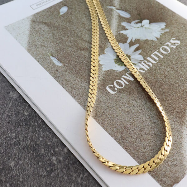 Chris April fashion jewelry In stock 316L stainless steel PVD gold plated Wide version strand necklace for women - Image 4