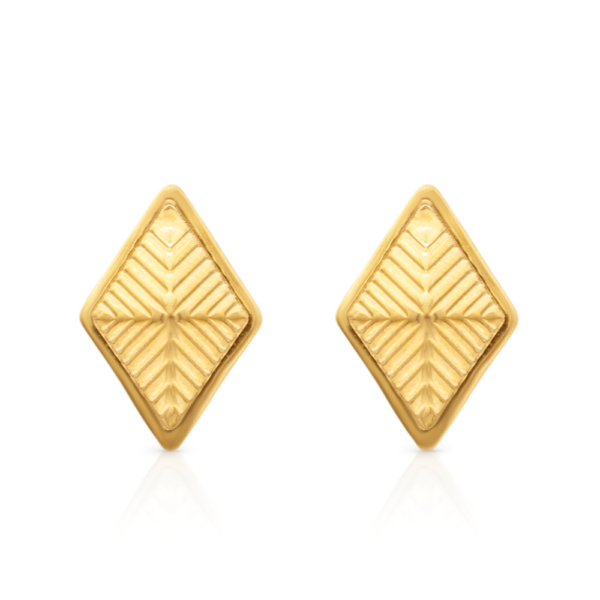 Chris April 316L stainless steel 18k gold plated rhombus shape texture earrings women luxury - Image 5