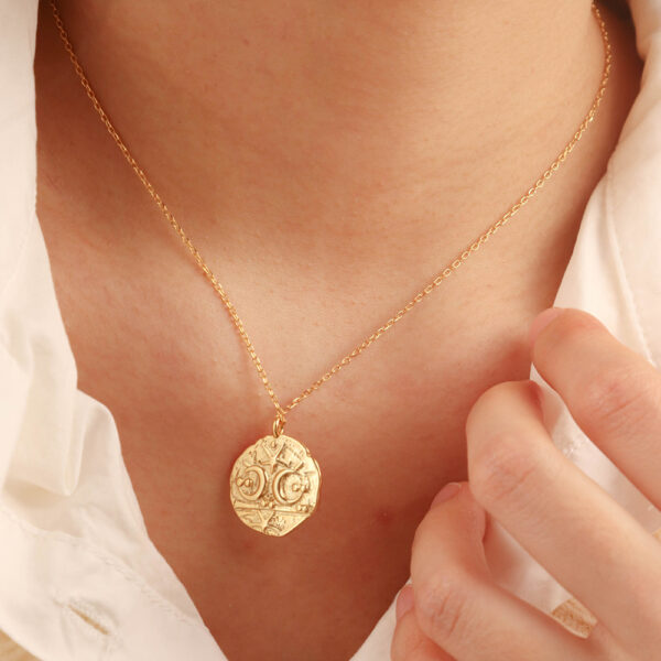 Chris April wholesale 925 sterling silver simple gold plated Irregular star and moon coin pendant necklace - Image 5