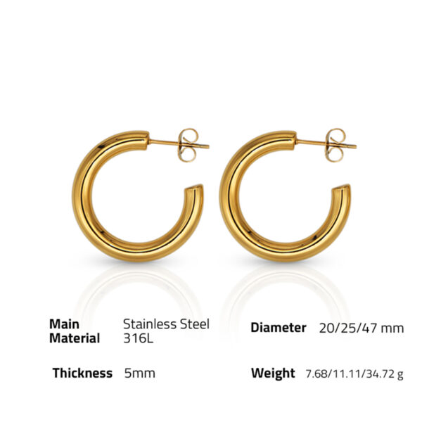 Chris April in stock 316L Stainless Steel PVD gold plated minimalist hiphop hoop earring - Image 6