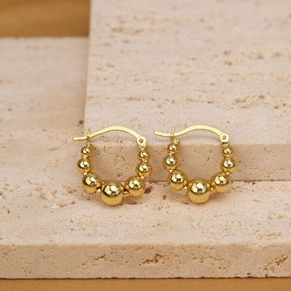 Chris April gold plate 925 sterling silver beaded hoops earring - Image 4