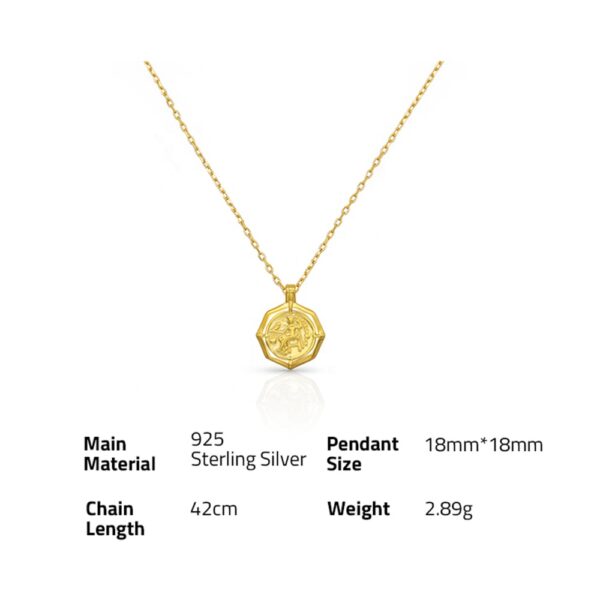 Chris April Fine jewelry 925 sterling silver gold plated octagonal shape coin pendant necklaces for women - Image 6