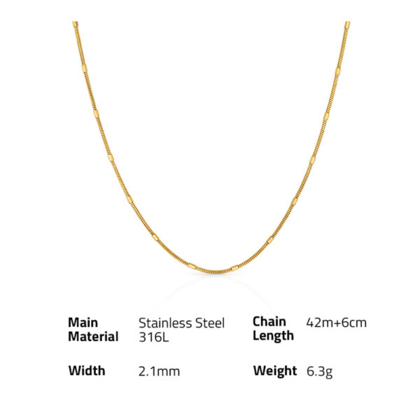 Chris April minimalist 316L stainless steel PVD plated simple satellite bamboo snake chain choker necklace - Image 6