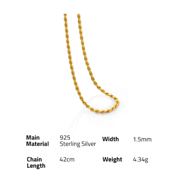 Chris April fine jewelry 925 sterling silver gold plated Minimalist rope chain necklace for women - Image 6