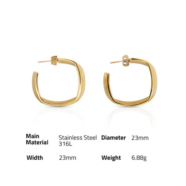 Chris April fashion Jewelry 316L stainless steel PVD gold plated Mobius square circle geometry hoop earring - Image 6