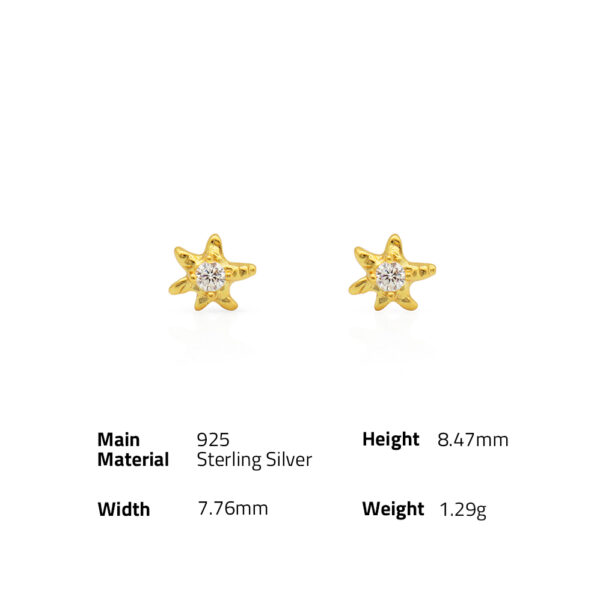 Chris April  925 sterling silver minimalist zircon organic shape starfish ear back stud earrings - Image 6