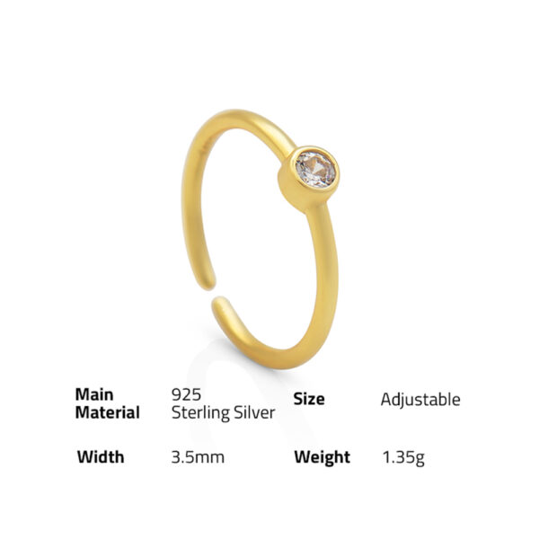 Chris April fashion in stock 925 silver 18k gold plated minimalist Zircon Gemstone Rings - Image 6