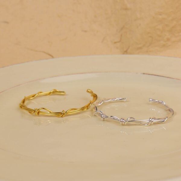 Chris April In stock gold plated trendy 925 silver gold plate bangle bracelet with Entangled - Image 5