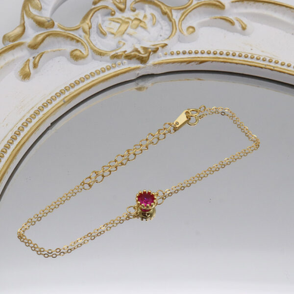 Chris April in stock fine jewelry 925 sterling silver 18k gold plated Red corundum chain bracelet for women - Image 4