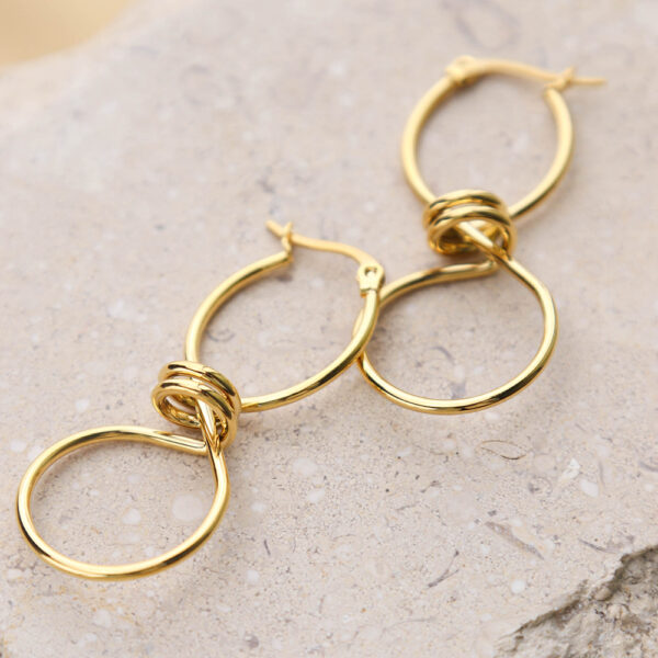 Chris April stainless steel fashion jewelry designer gold silver plated twist knot large hoop earrings - Image 6