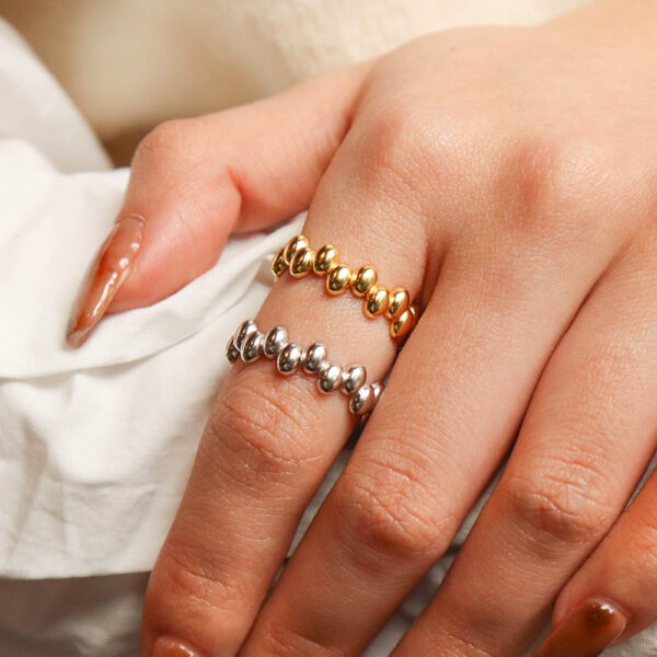 Chris April in stock 925 sterling silver gold plated dacing beads open ring for women - Image 5