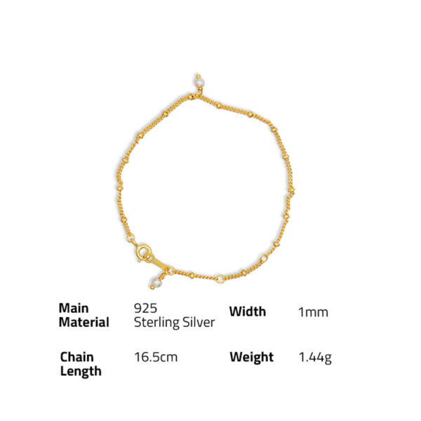 Chris April 925 sterling silver 18k gold plated simple Between beads natural fresh water pearl bracelet jewelry for women - Image 6