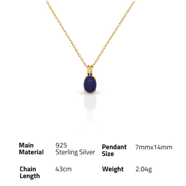 Chris April new arrival fine jewelry 925 sterling silver gold plated  Lapis lazuli pendant necklace - Image 6