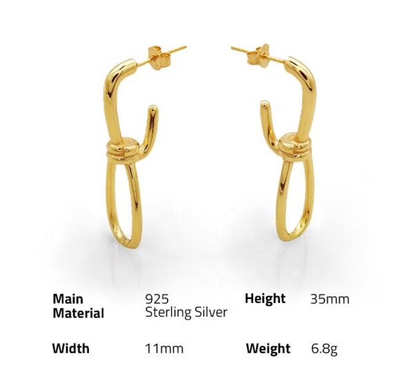 Chris April fashion 925 sterling silver 18k gold plated minimalist jewelry stud earrings - Image 6