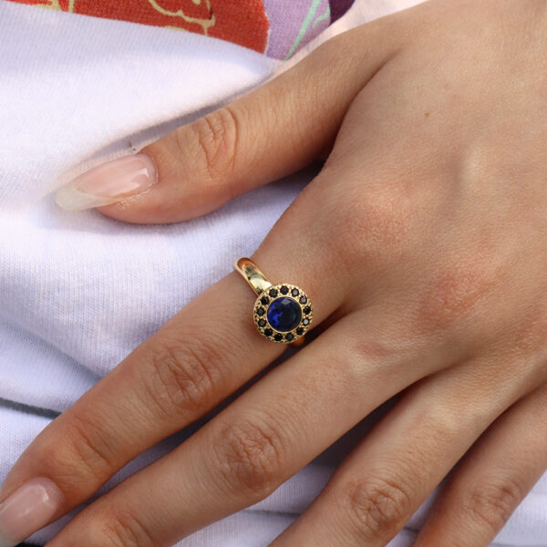 Chris April fashion in stock 925 silver 18k gold plated minimalist Sapphire gemstone Ring for Women - Image 3