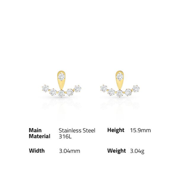 Chris April fashion jewelry 316L Stainless Steel PVD plated multi-way zircon stud earrings - Image 6