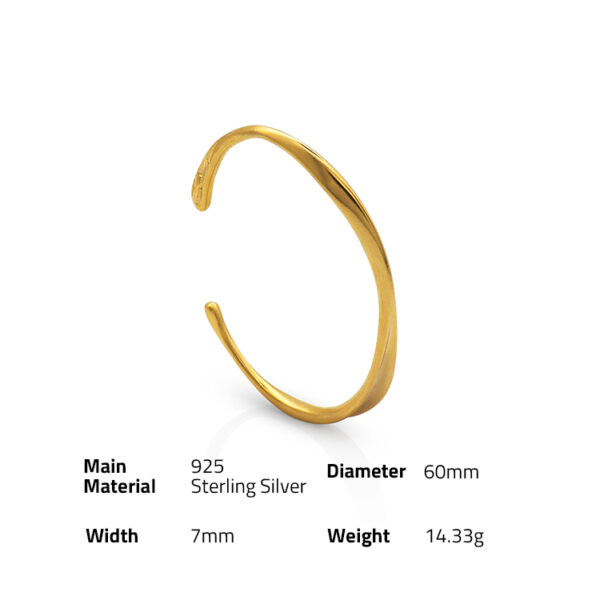 Chris April in stock 925 sterling silver 18K gold plated distortion bangle bracelet for women - Image 6