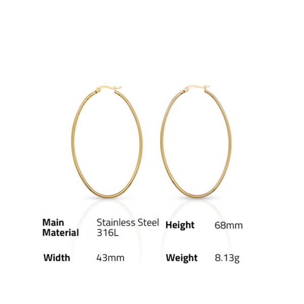 Chris April fashion jewelry 316L stainless steel PVD gold plated Moon Funky Retro Oval big hoop earrings - Image 6