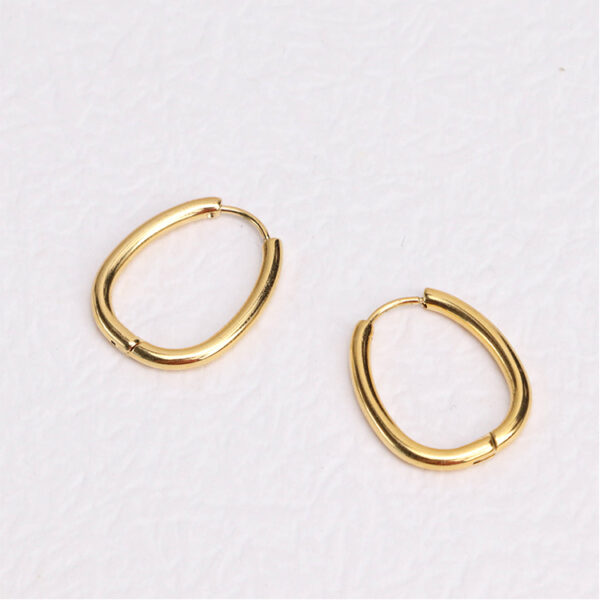 Chris April 316L stainless steel PVD plated egg shape hoops earrings - Image 4