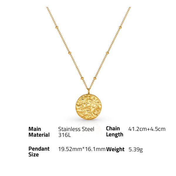 Chris April vintage Stainless steel PVD plated satellite chain organic texture bumpy pendant necklace - Image 6