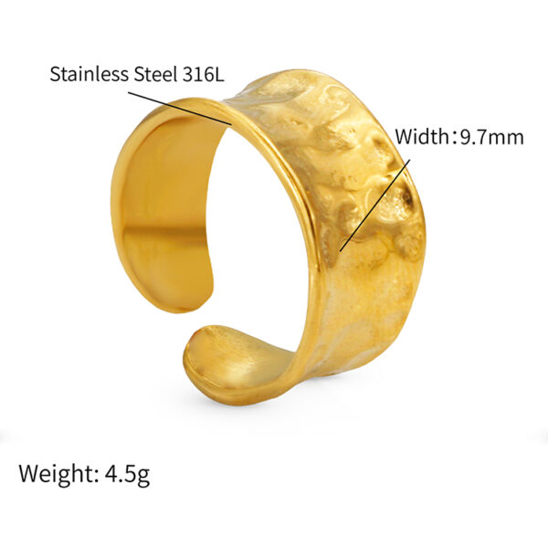 Chris April 316L open stainless steel jewelry waterproof 18k gold plated personalized thick band ring - Image 5