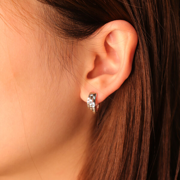 Chris April wholesale simple multi-layer three circles hoop silver 925 earrings with gold plated - Image 5