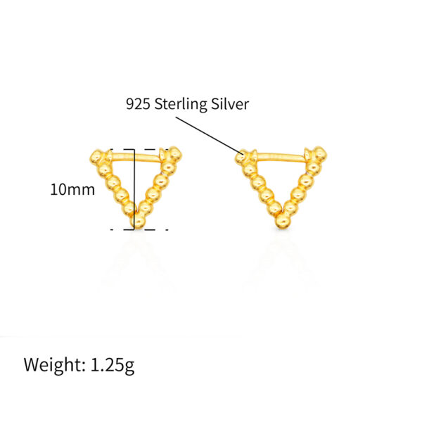 Chris April gold plate 925 sterling silver mini triangle huggie hoops earring - Image 5