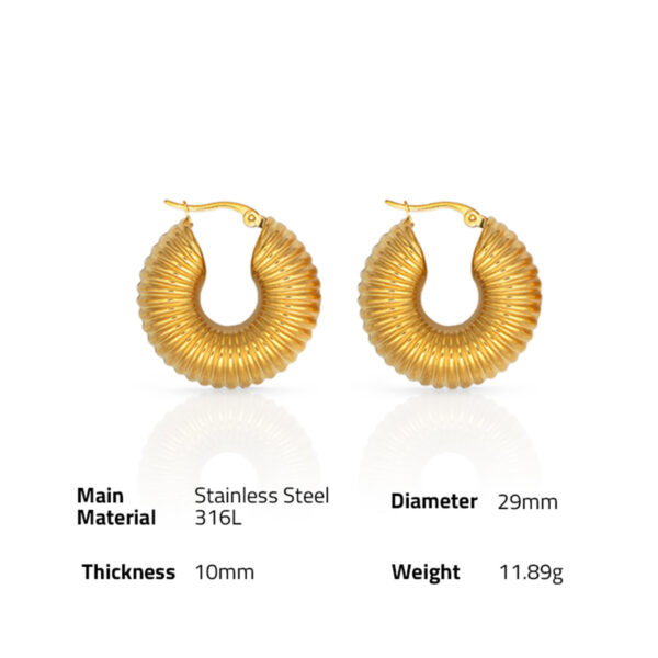 Chris April in stock 316L stainless steel pvd gold plated non-tarnish snail hoop earrings for women - Image 6