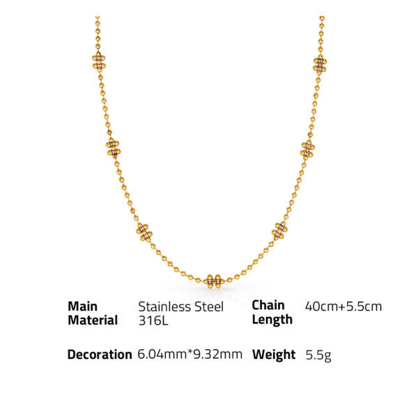 Chris April minimalist 316L stainless steel PVD plated beans beads chain choker snowflake charms necklace - Image 6