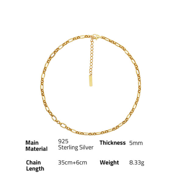 chris april Retro personality Minimalist 925 sterling silver gold plated custom vermeil Figaro Chain necklace - Image 6