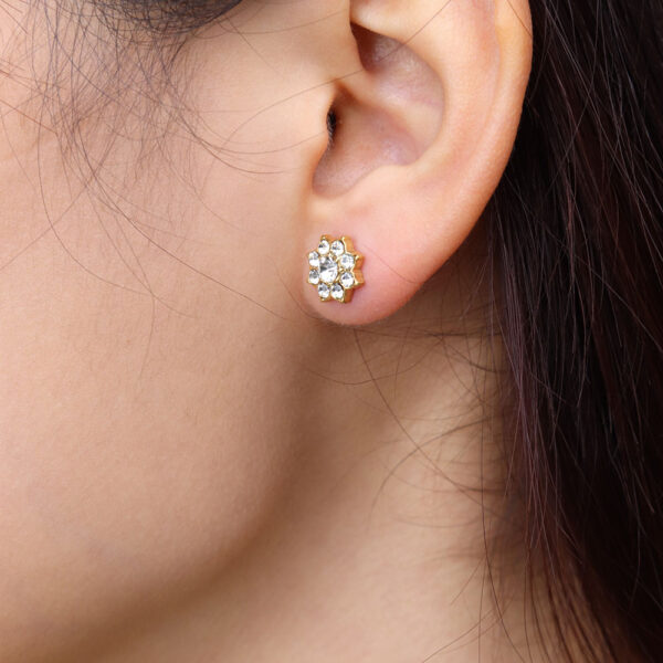 Chris April 316L stainless steel gold jewelri pvd cluster simple zircon stud earrings - Image 4