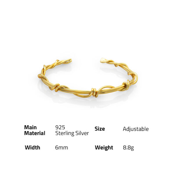 Chris April In stock gold plated trendy 925 silver gold plate bangle bracelet with Entangled - Image 6