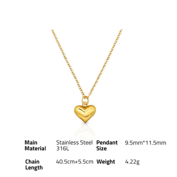 Chris April In stock 316L stainless steel simple PVD gold plated Retro peach heart pendant necklace - Image 6