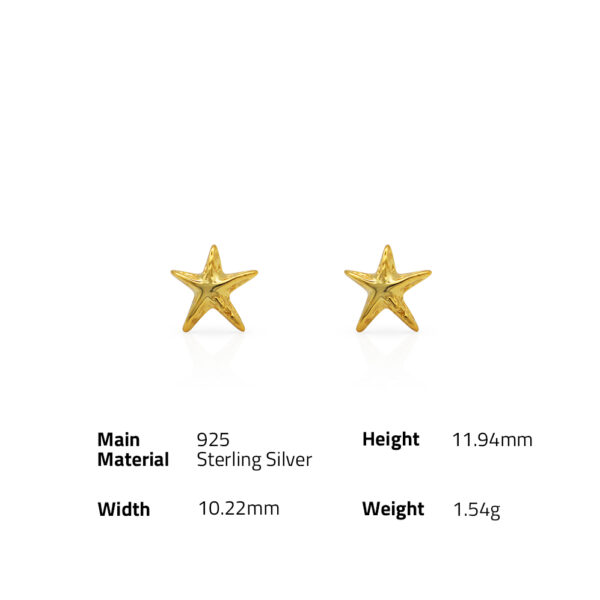 Chris April fine jewelry 925 sterling silver gold plated organic texture bumpy stars stud earrings - Image 6