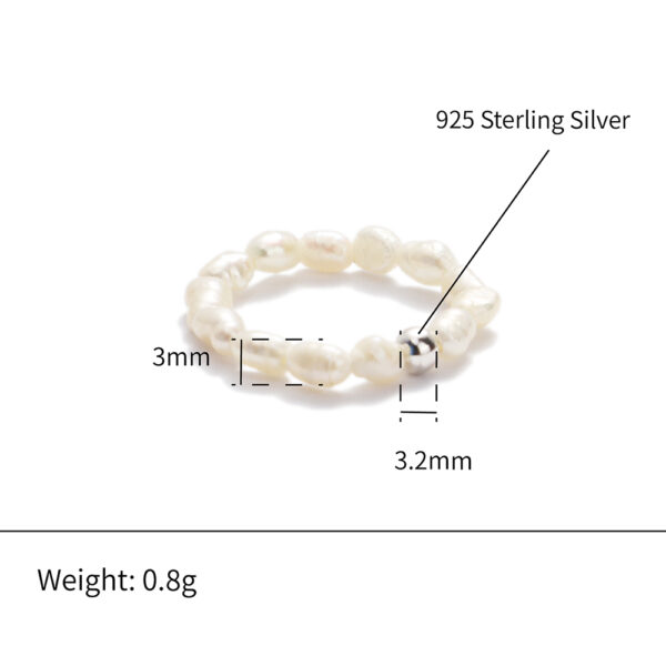 Chris April in stock 925 sterling silver rhodium plated freshwater baroque pearls elastic string bead knuckle ring - Image 6