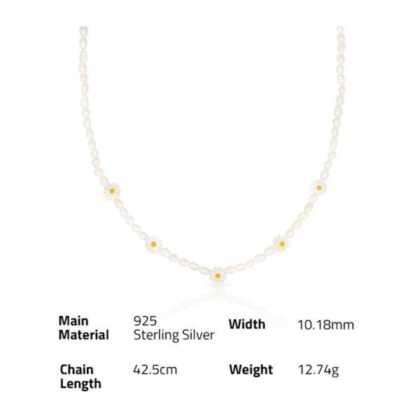 Chris April fine jewelry 925 sterling silver gold plated stylish cultured pearls daisy flower charm necklace - Image 6