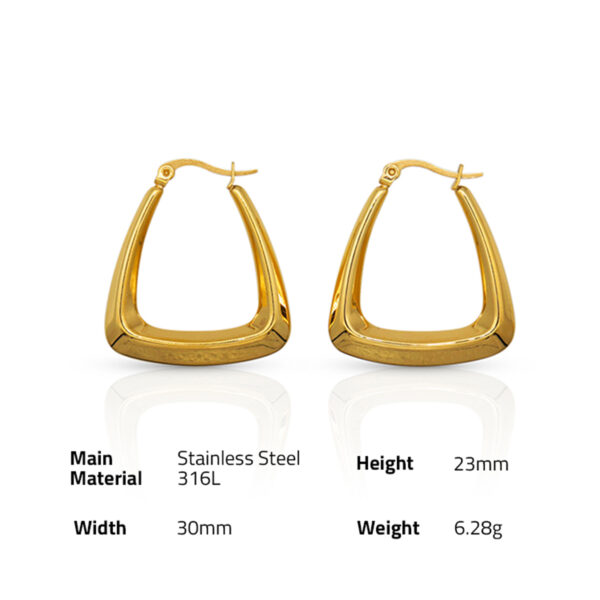 Chris April fashion in stock 316L Stainless Steel PVD gold plated minimalist triangle hoop earring - Image 6