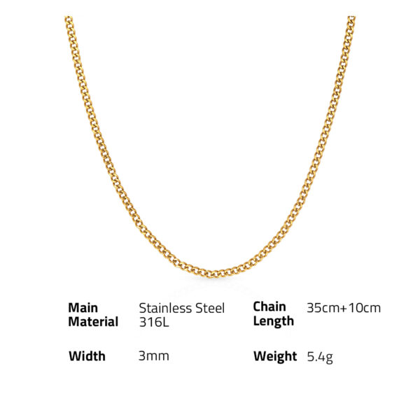 Chris April fashion jewelry  316L stainless steel PVD plated minimalist 3mm thin cuban chain choker - Image 6