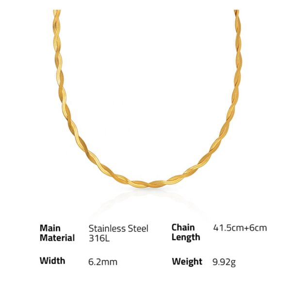 Chris April in stock fashion jewelry PVD gold plated 316L stainless steel twisting herringbone Choker necklace - Image 6